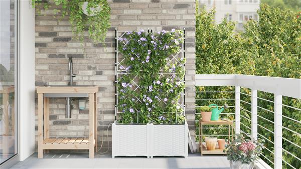 Grote foto vidaxl plantenbakken 2 st met waterirrigatiesysteem wit tuin en terras overige tuin en terras