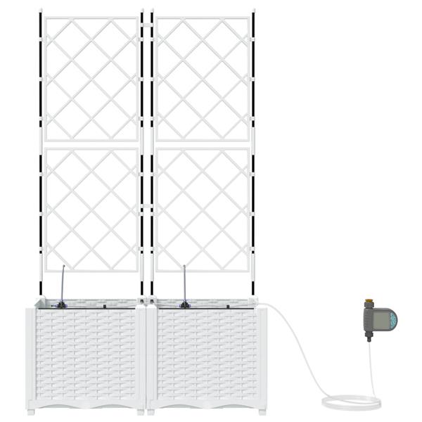Grote foto vidaxl plantenbakken 2 st met waterirrigatiesysteem wit tuin en terras overige tuin en terras
