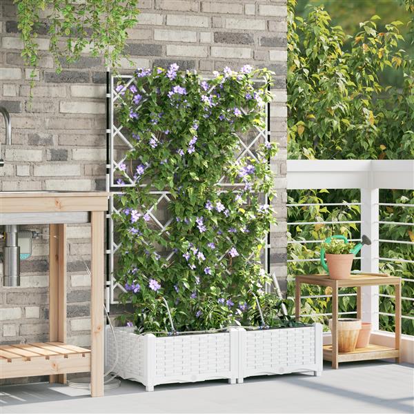 Grote foto vidaxl plantenbakken 2 st met waterirrigatiesysteem wit tuin en terras overige tuin en terras