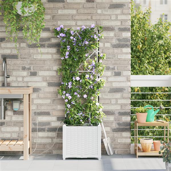 Grote foto vidaxl plantenbak met waterirrigatiesysteem wit tuin en terras overige tuin en terras