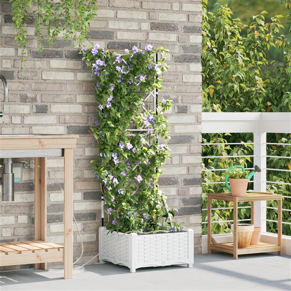 Grote foto vidaxl plantenbak met waterirrigatiesysteem wit tuin en terras overige tuin en terras