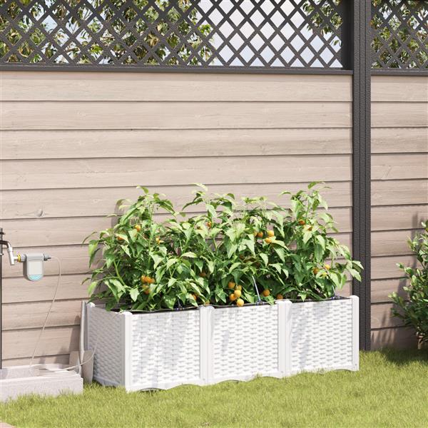 Grote foto vidaxl plantenbakken 3 st met waterirrigatiesysteem wit tuin en terras overige tuin en terras