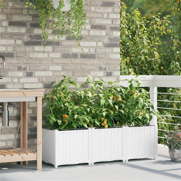 Grote foto vidaxl plantenbakken 3 st met waterirrigatiesysteem wit tuin en terras overige tuin en terras