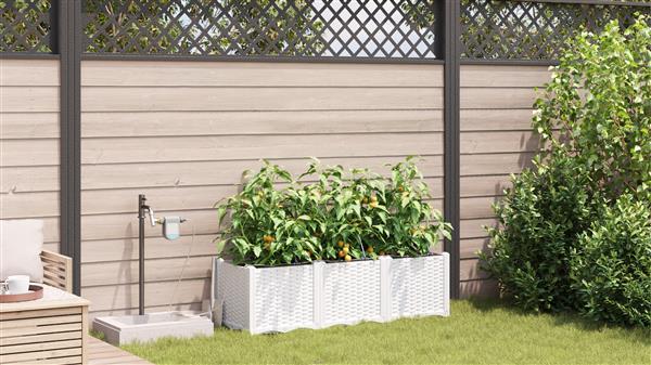 Grote foto vidaxl plantenbakken 3 st met waterirrigatiesysteem wit tuin en terras overige tuin en terras