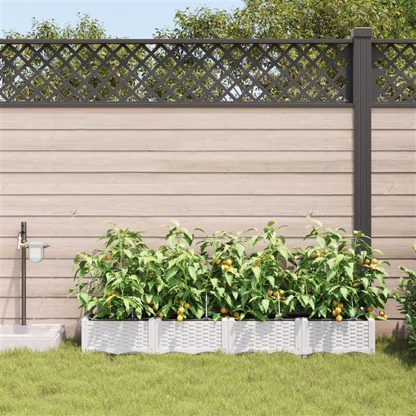 Grote foto vidaxl plantenbakken 4 st met waterirrigatiesysteem wit tuin en terras overige tuin en terras