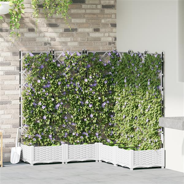 Grote foto vidaxl plantenbakken 5 st met latwerk 120x120x125 5 cm wit tuin en terras overige tuin en terras