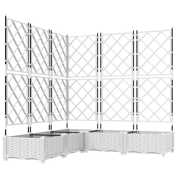 Grote foto vidaxl plantenbakken 5 st met latwerk 120x120x125 5 cm wit tuin en terras overige tuin en terras
