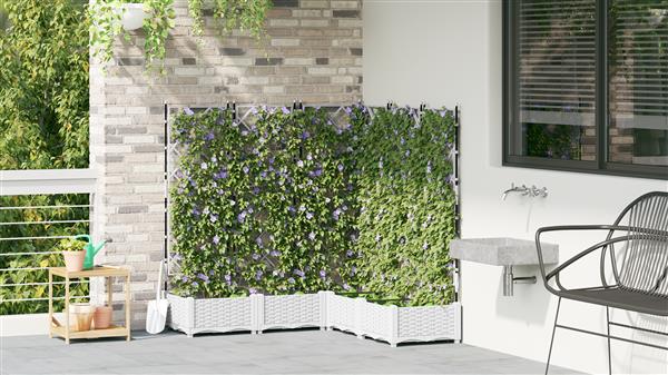 Grote foto vidaxl plantenbakken 5 st met latwerk 120x120x125 5 cm wit tuin en terras overige tuin en terras