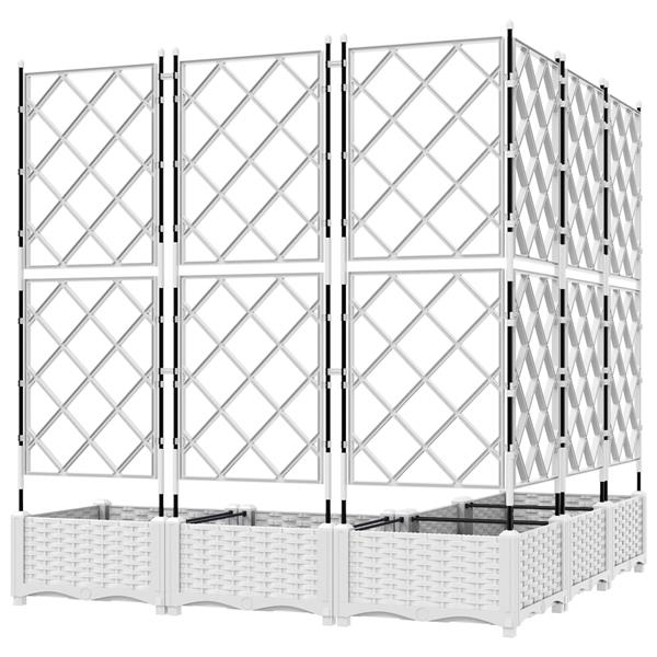 Grote foto vidaxl plantenbakken 5 st met latwerk 120x120x125 5 cm wit tuin en terras overige tuin en terras