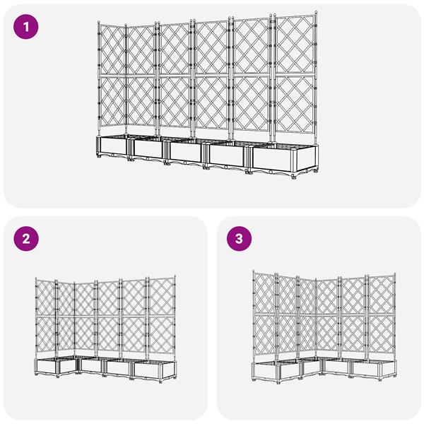 Grote foto vidaxl plantenbakken 5 st met latwerk 120x120x125 5 cm wit tuin en terras overige tuin en terras