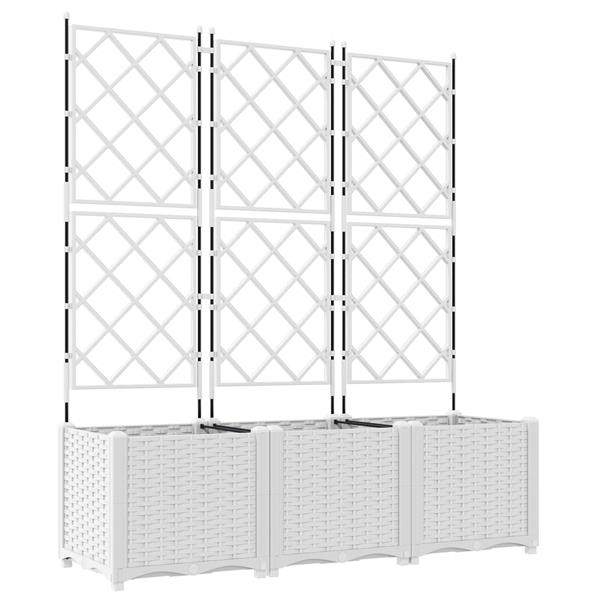 Grote foto vidaxl plantenbakken 3 st met latwerk 120x40x143 cm wit tuin en terras overige tuin en terras