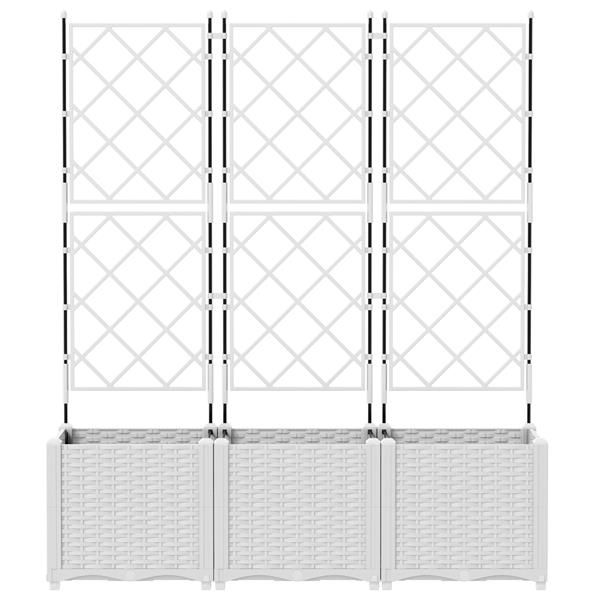 Grote foto vidaxl plantenbakken 3 st met latwerk 120x40x143 cm wit tuin en terras overige tuin en terras