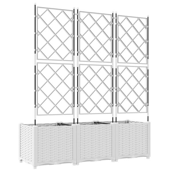 Grote foto vidaxl plantenbakken 3 st met latwerk 120x40x143 cm wit tuin en terras overige tuin en terras