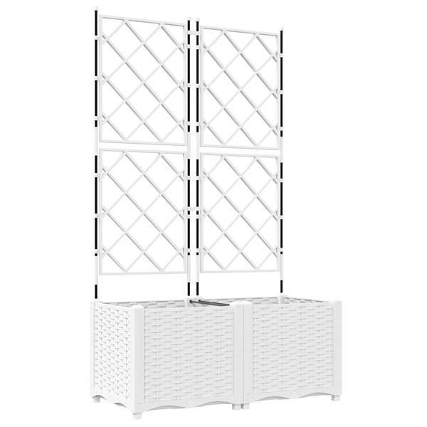 Grote foto vidaxl plantenbakken 2 st met latwerk 80x40x143 cm wit tuin en terras overige tuin en terras