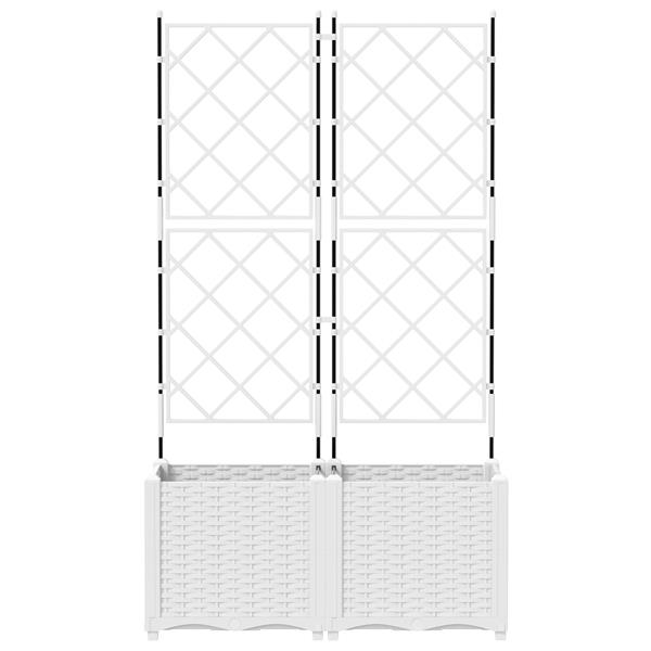 Grote foto vidaxl plantenbakken 2 st met latwerk 80x40x143 cm wit tuin en terras overige tuin en terras