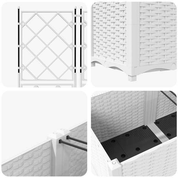Grote foto vidaxl plantenbakken 2 st met latwerk 80x40x143 cm wit tuin en terras overige tuin en terras