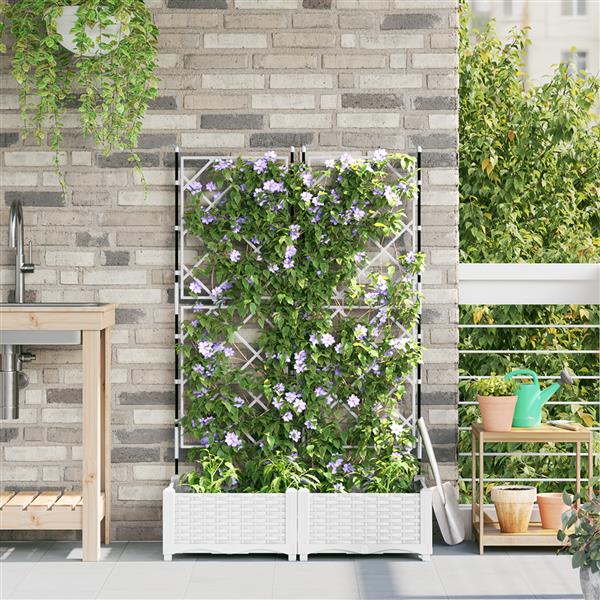 Grote foto vidaxl plantenbakken 2 st met latwerk 80x40x125 5 cm wit tuin en terras overige tuin en terras