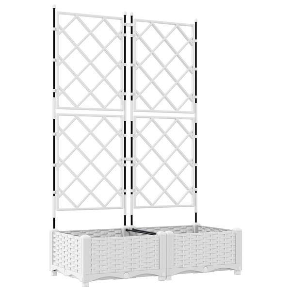Grote foto vidaxl plantenbakken 2 st met latwerk 80x40x125 5 cm wit tuin en terras overige tuin en terras