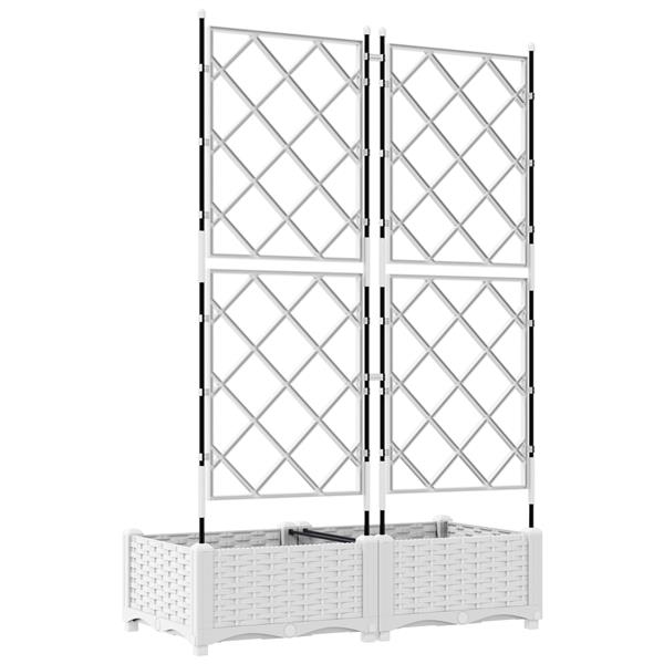 Grote foto vidaxl plantenbakken 2 st met latwerk 80x40x125 5 cm wit tuin en terras overige tuin en terras