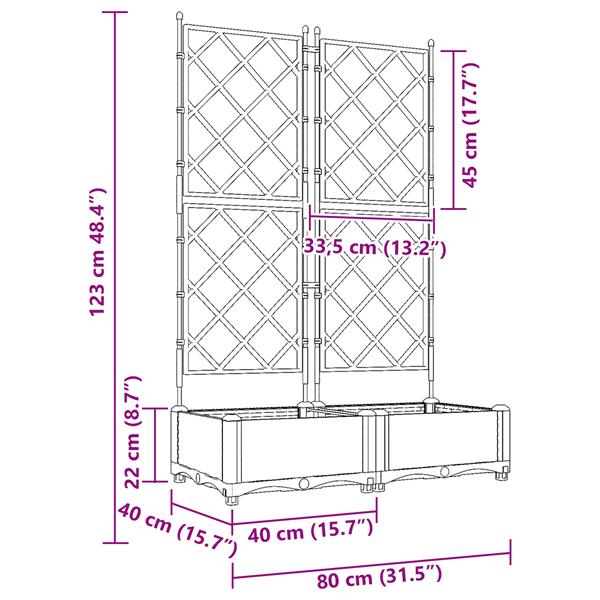 Grote foto vidaxl plantenbakken 2 st met latwerk 80x40x125 5 cm wit tuin en terras overige tuin en terras