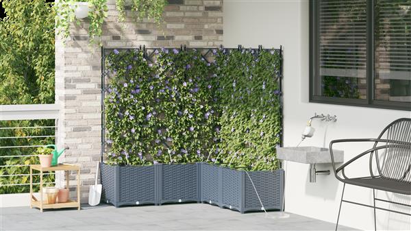 Grote foto vidaxl plantenbakken 5 st met waterirrigatiesysteem lichtgrijs tuin en terras overige tuin en terras