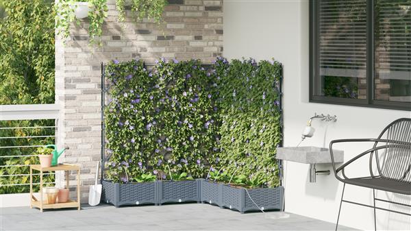 Grote foto vidaxl plantenbakken 5 st met waterirrigatiesysteem lichtgrijs tuin en terras overige tuin en terras