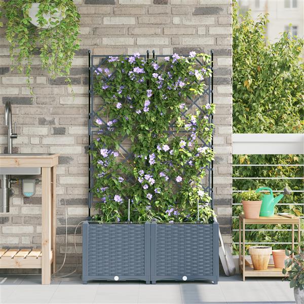 Grote foto vidaxl plantenbakken 2 st met waterirrigatiesysteem lichtgrijs tuin en terras overige tuin en terras