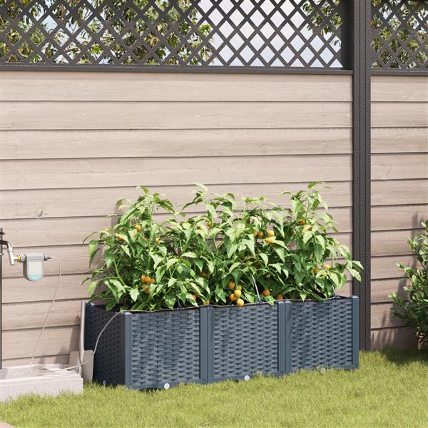 Grote foto vidaxl plantenbakken 3 st met waterirrigatiesysteem lichtgrijs tuin en terras overige tuin en terras