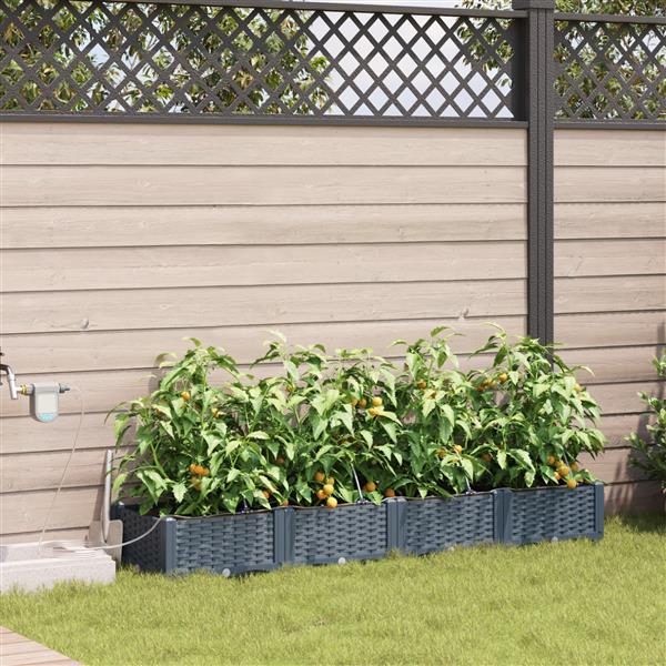 Grote foto vidaxl plantenbakken 4 st met waterirrigatiesysteem lichtgrijs tuin en terras overige tuin en terras