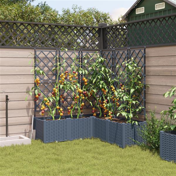 Grote foto vidaxl plantenbakken 5 st met latwerk 120x120x143 cm lichtgrijs tuin en terras overige tuin en terras