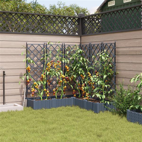 Grote foto vidaxl plantenbakken 5 st met latwerk 120x120x125 5 cm lichtgrijs tuin en terras overige tuin en terras