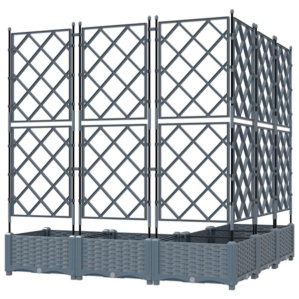 Grote foto vidaxl plantenbakken 5 st met latwerk 120x120x125 5 cm lichtgrijs tuin en terras overige tuin en terras