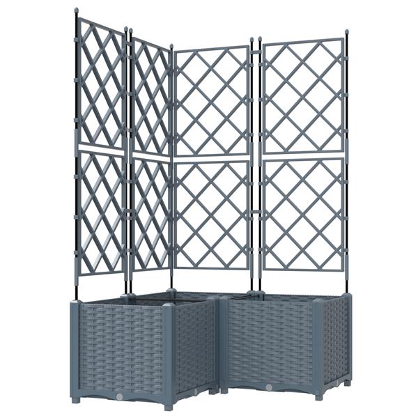 Grote foto vidaxl plantenbakken 3 st met latwerk 80x80x143 cm lichtgrijs tuin en terras overige tuin en terras