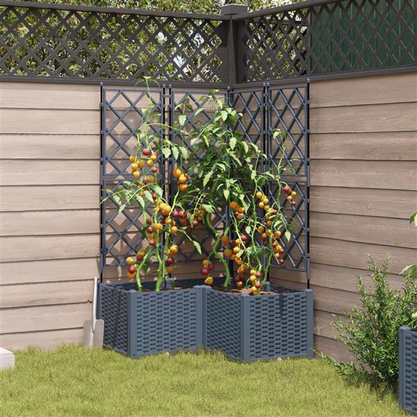 Grote foto vidaxl plantenbakken 3 st met latwerk 80x80x143 cm lichtgrijs tuin en terras overige tuin en terras
