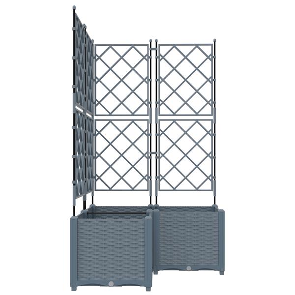 Grote foto vidaxl plantenbakken 3 st met latwerk 80x80x143 cm lichtgrijs tuin en terras overige tuin en terras