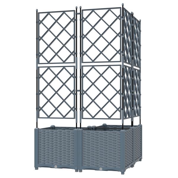 Grote foto vidaxl plantenbakken 3 st met latwerk 80x80x143 cm lichtgrijs tuin en terras overige tuin en terras