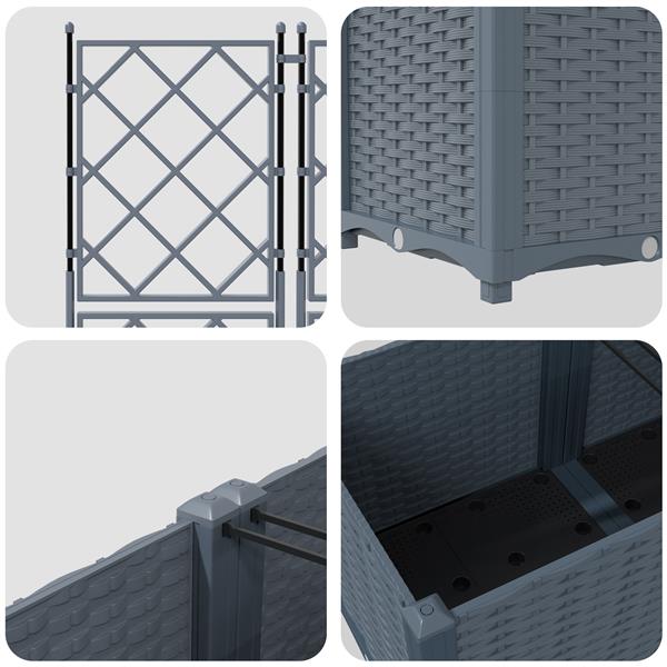 Grote foto vidaxl plantenbakken 3 st met latwerk 80x80x143 cm lichtgrijs tuin en terras overige tuin en terras