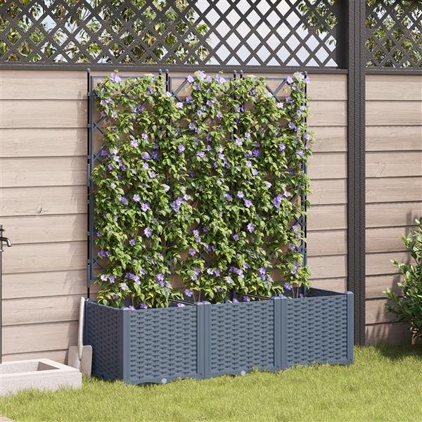 Grote foto vidaxl plantenbakken 3 st met latwerk 120x40x143 cm lichtgrijs tuin en terras overige tuin en terras