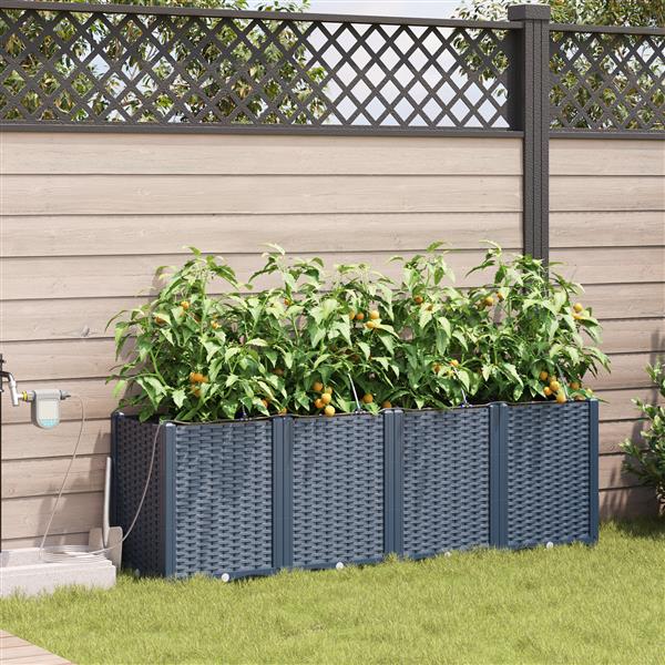 Grote foto vidaxl plantenbakken 4 st met waterirrigatiesysteem grijs tuin en terras overige tuin en terras
