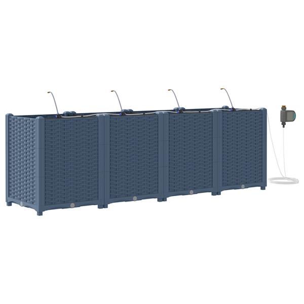 Grote foto vidaxl plantenbakken 4 st met waterirrigatiesysteem grijs tuin en terras overige tuin en terras