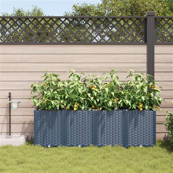 Grote foto vidaxl plantenbakken 4 st met waterirrigatiesysteem grijs tuin en terras overige tuin en terras