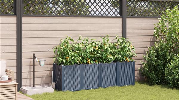 Grote foto vidaxl plantenbakken 4 st met waterirrigatiesysteem grijs tuin en terras overige tuin en terras