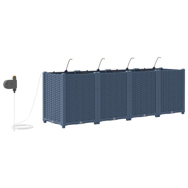 Grote foto vidaxl plantenbakken 4 st met waterirrigatiesysteem grijs tuin en terras overige tuin en terras