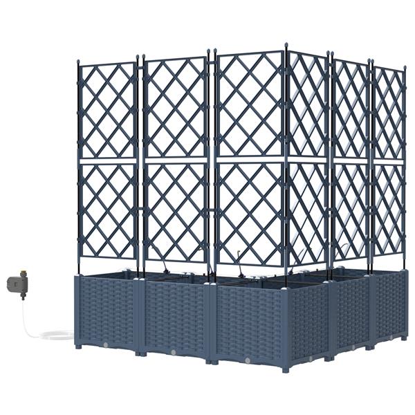 Grote foto vidaxl plantenbakken 5 st met waterirrigatiesysteem grijs tuin en terras overige tuin en terras