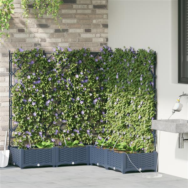 Grote foto vidaxl plantenbakken 5 st met waterirrigatiesysteem grijs tuin en terras overige tuin en terras