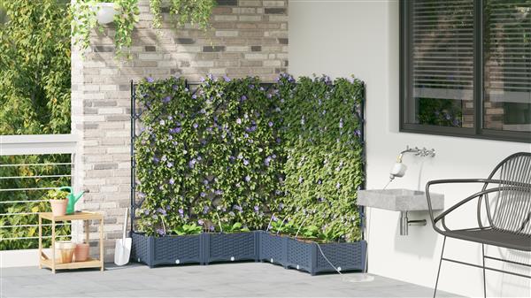 Grote foto vidaxl plantenbakken 5 st met waterirrigatiesysteem grijs tuin en terras overige tuin en terras