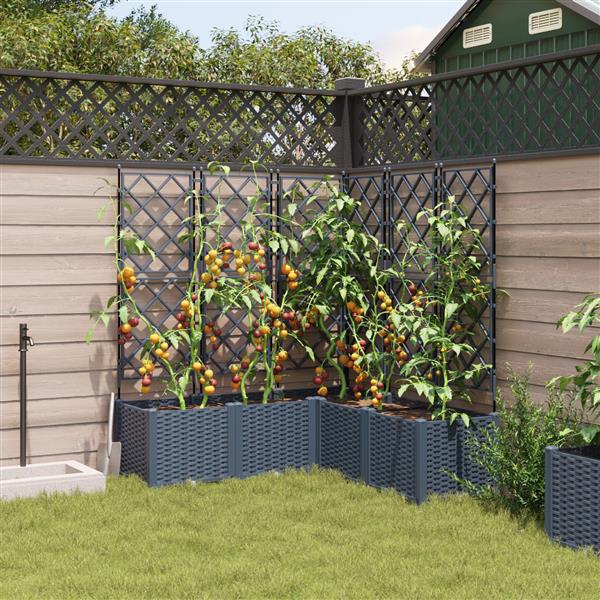 Grote foto vidaxl plantenbakken 5 st met latwerk 120x120x143 cm grijs tuin en terras overige tuin en terras