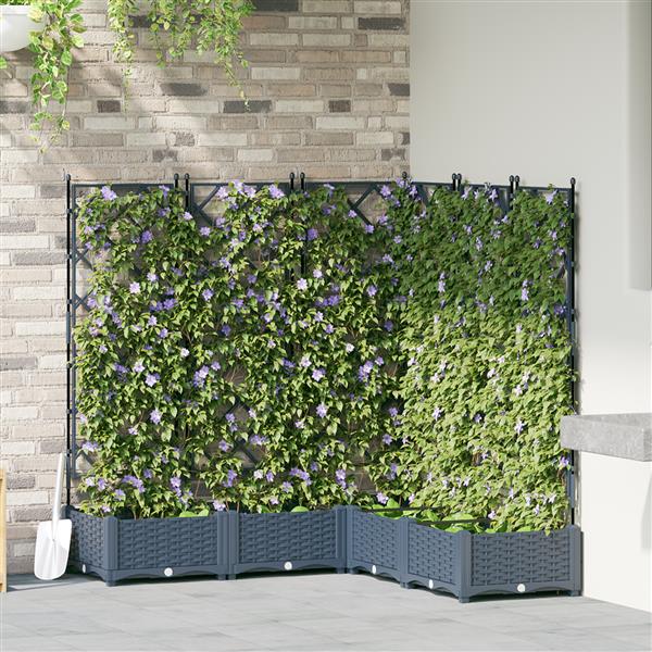 Grote foto vidaxl plantenbakken 5 st met latwerk 120x120x125 5 cm grijs tuin en terras overige tuin en terras