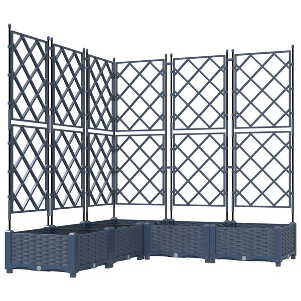 Grote foto vidaxl plantenbakken 5 st met latwerk 120x120x125 5 cm grijs tuin en terras overige tuin en terras