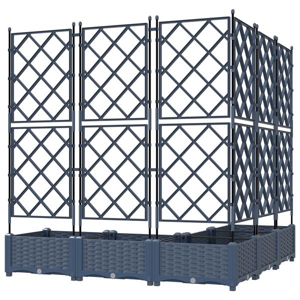 Grote foto vidaxl plantenbakken 5 st met latwerk 120x120x125 5 cm grijs tuin en terras overige tuin en terras
